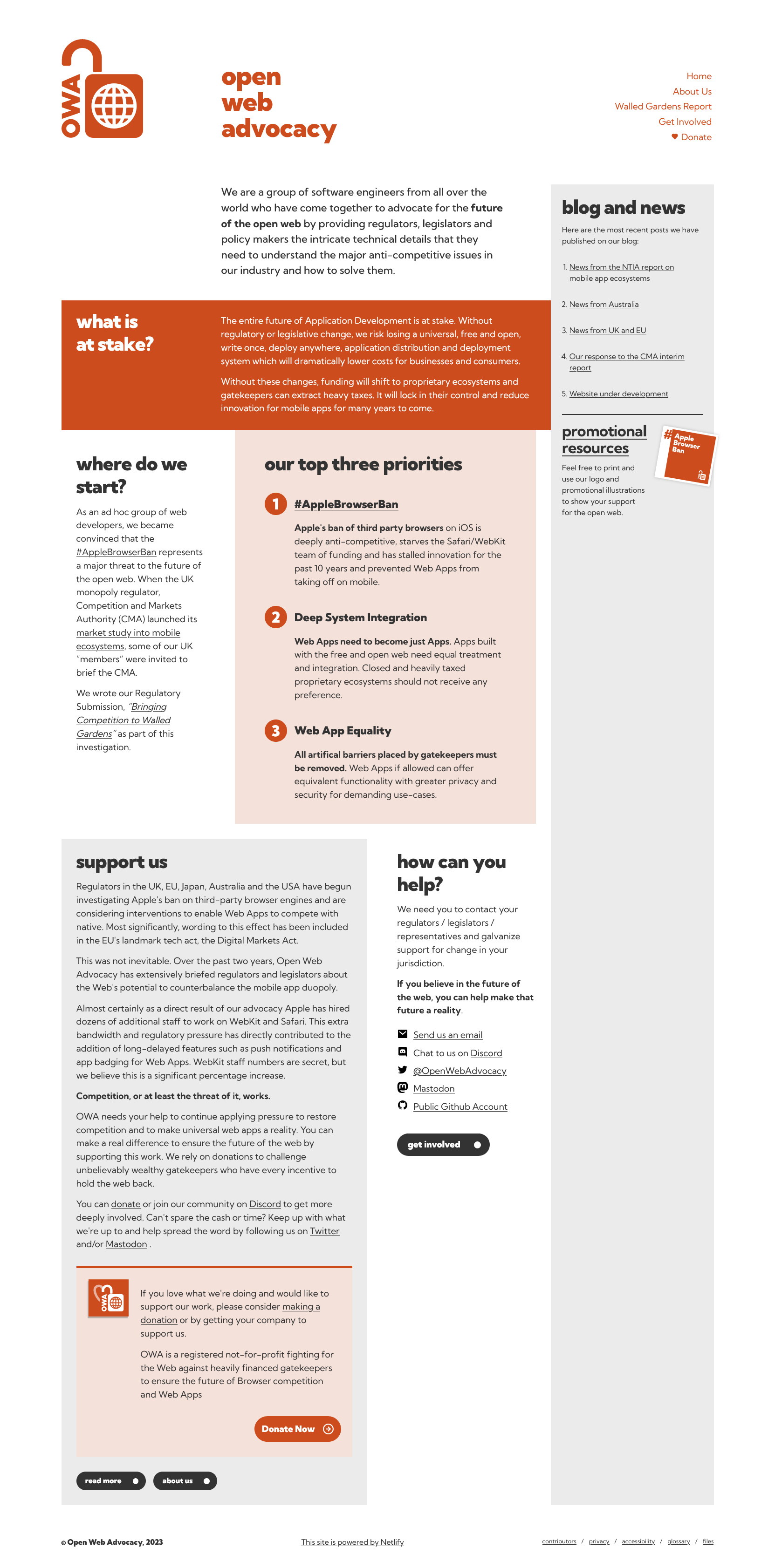 Screenshot of the homepage - go to OWA site